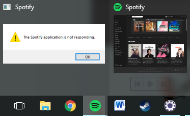 "The Spotify application is not responding" pop up - The Spotify Community