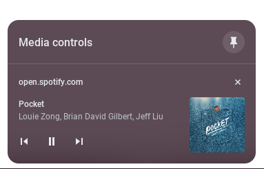 The widget for Spotify with the back, play and forward button visible