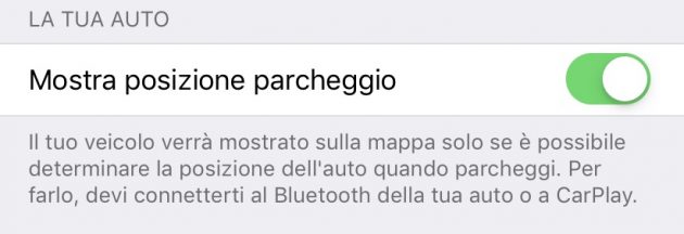 trovare auto parcheggiata iphone