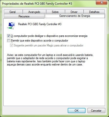 Placa de rede acorda o PC da hibernação
