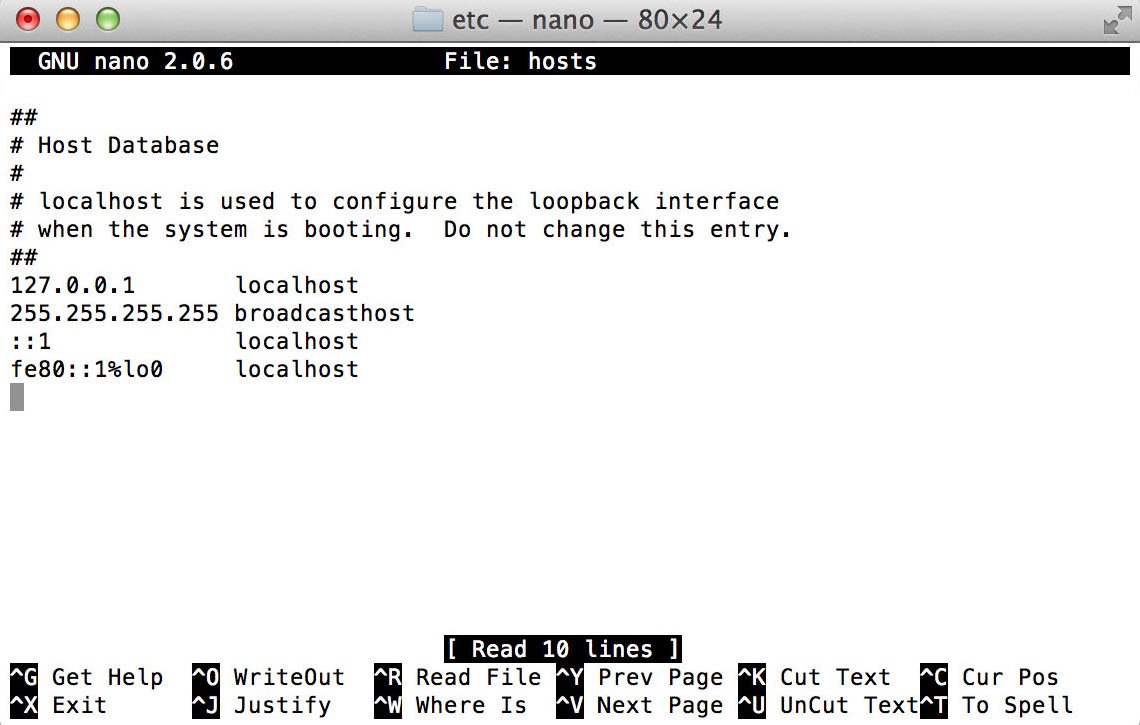 Map the IP address in the Nano text editor